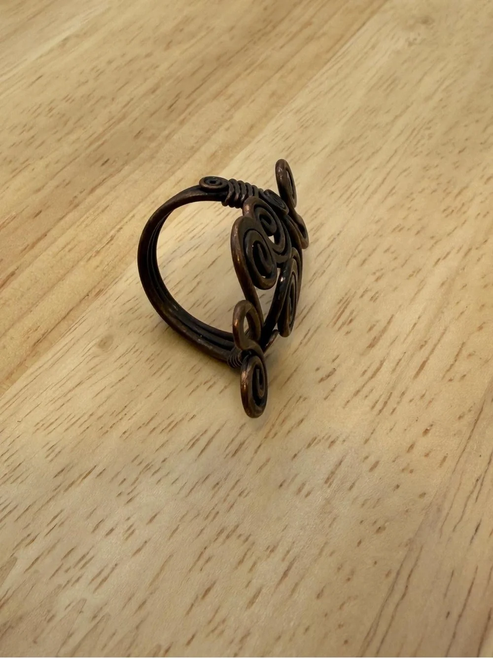 Handcrafted Swirl Statement Ring in Antique Copper Tone